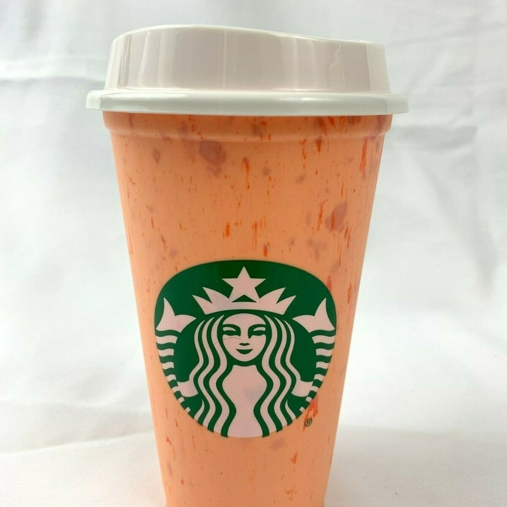 Starbucks Reusable Marble Hot Cup Orange New